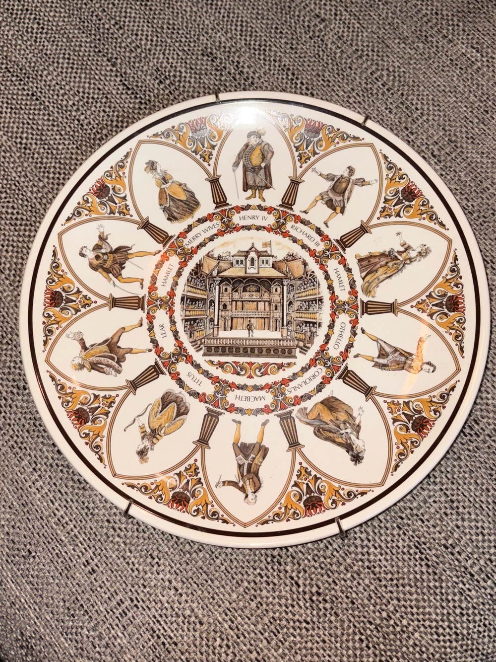 Vintage Wedgwood Etruria Shakespeare "All the World's a Stage" plate w/hanger